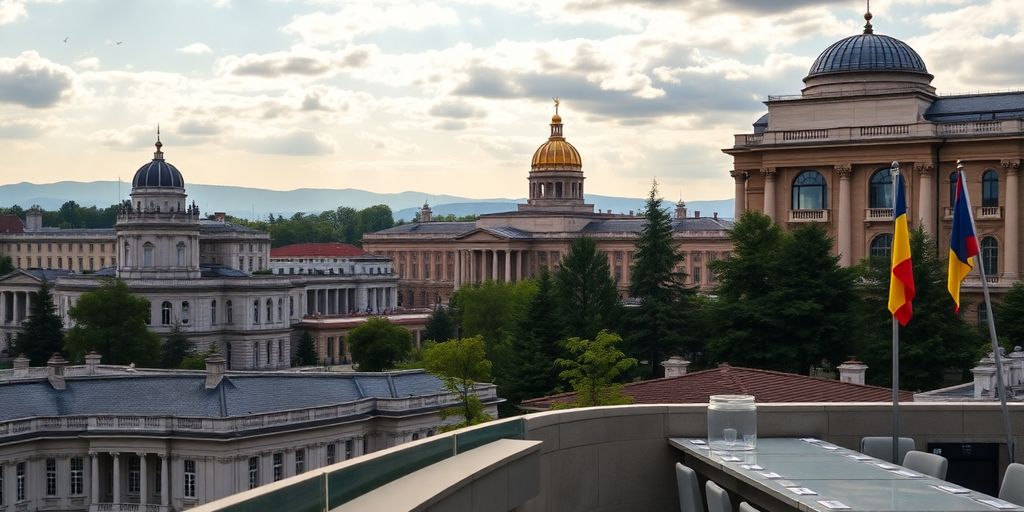 Imagine fotografică a clădirilor diplomatice din România.